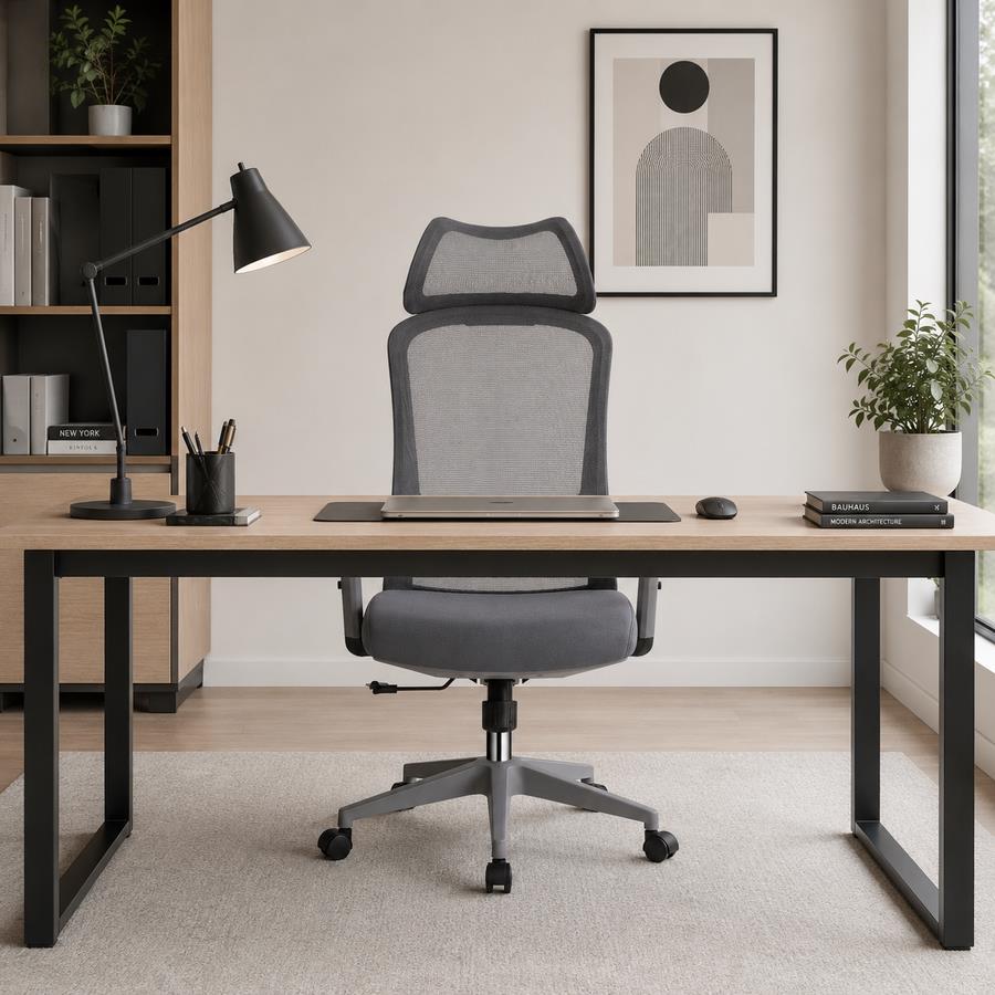 Sedia ufficio ergonomica in rete grigio scuro 65x67x115-125 cm - Jeff
