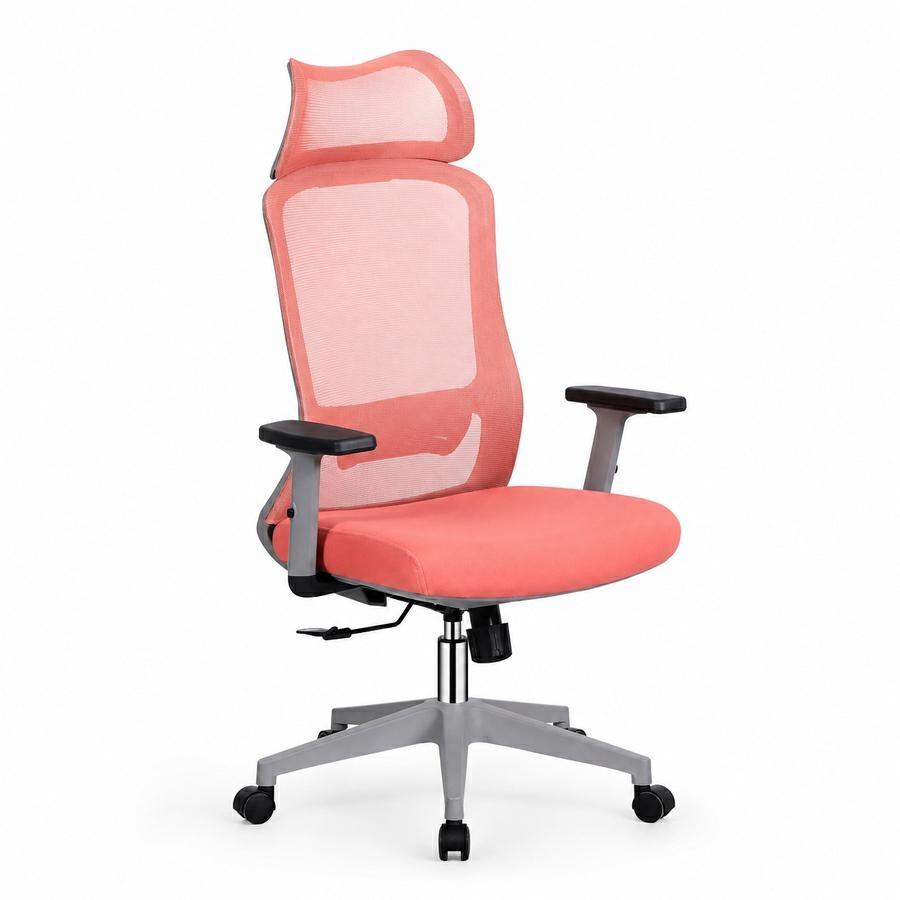 Sedia ufficio ergonomica in rete rosso 65x67x115-125 cm - Jeff