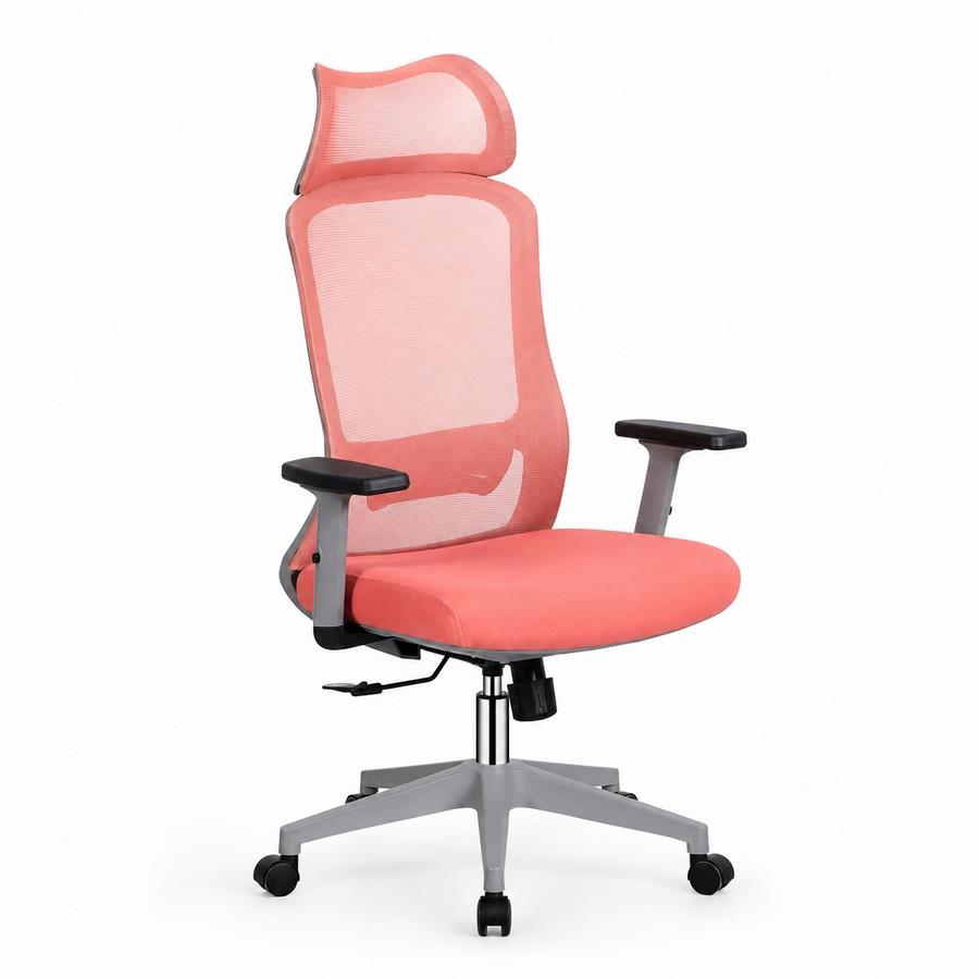Sedia ufficio ergonomica in rete rosso 65x67x115-125 cm - Jeff
