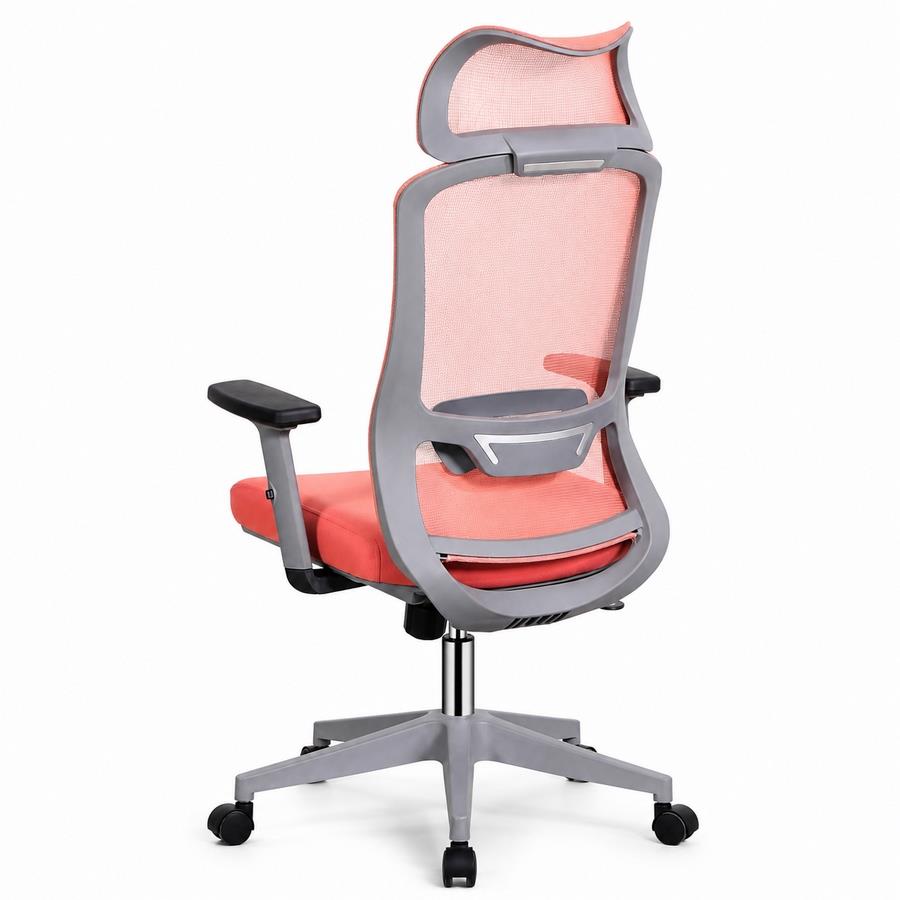 Sedia ufficio ergonomica in rete rosso 65x67x115-125 cm - Jeff