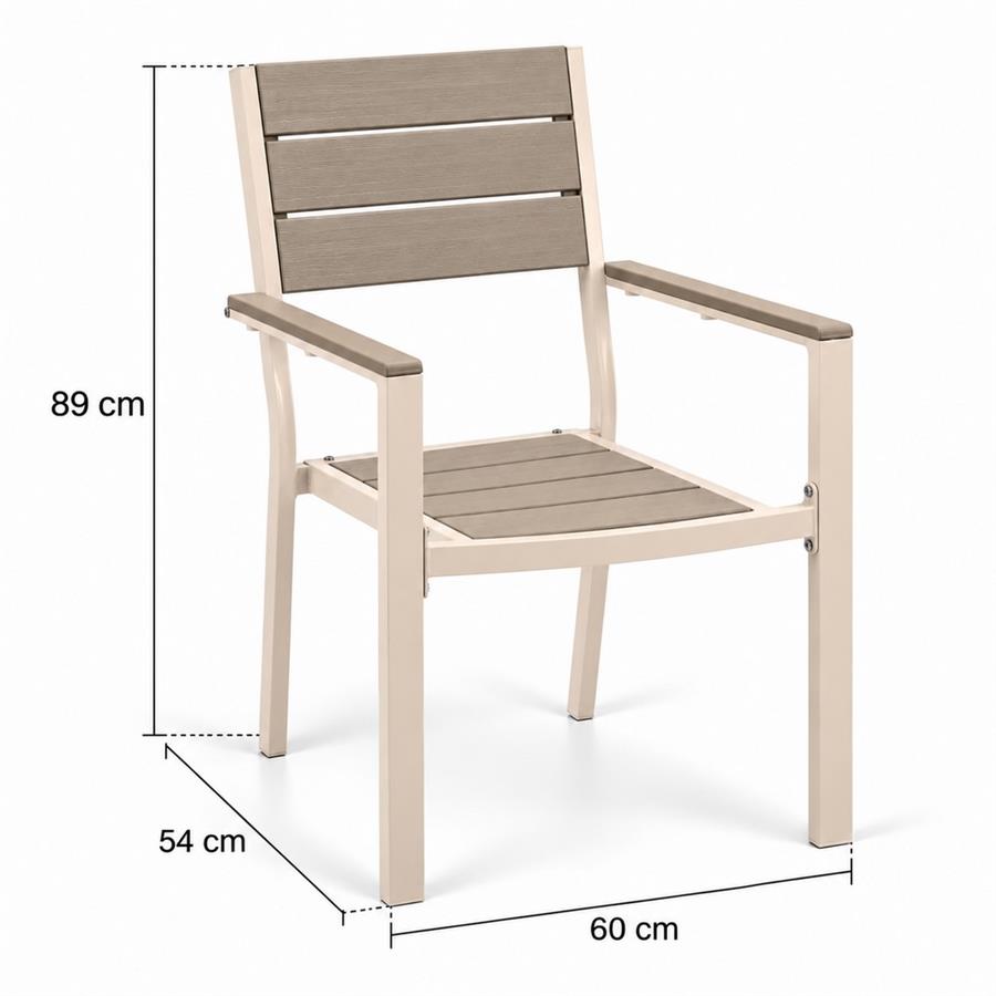 Set 2 sedie da giardino HDPE e metallo tortora 60x54x89 cm - Andy