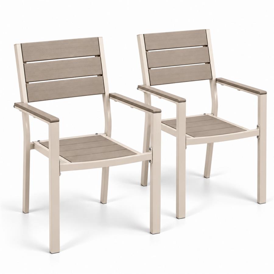 Set 2 sedie da giardino HDPE e metallo tortora 60x54x89 cm - Andy
