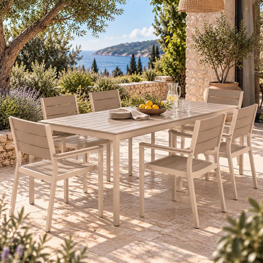Set 2 sedie da giardino HDPE e metallo tortora 60x54x89 cm - Andy