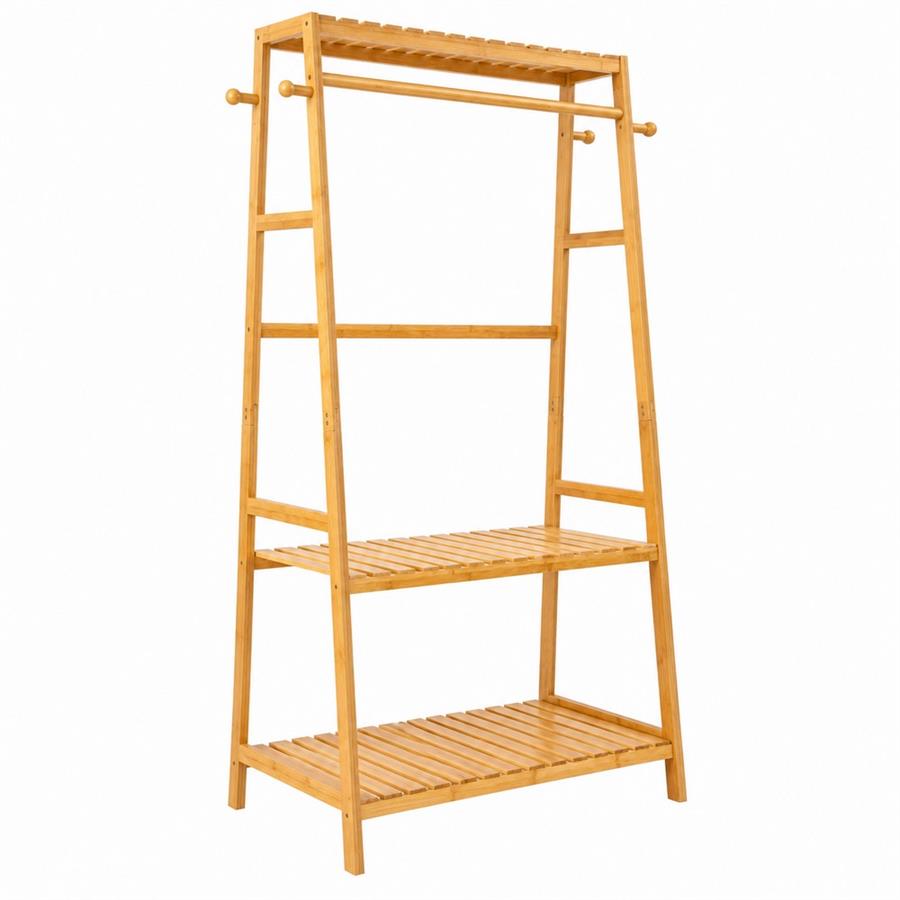 Appendiabiti in bambù con ripiani 80x43,5x118 cm - Samoa