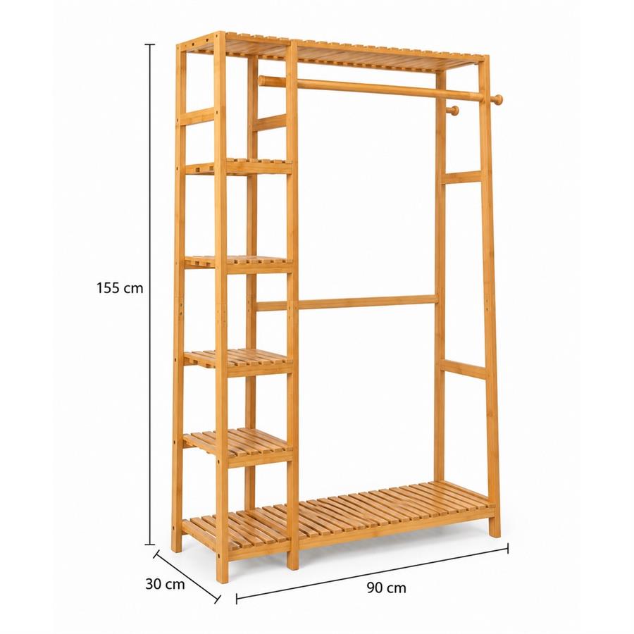 Appendiabiti guardaroba in bambù 90x30x155 cm - Hoi