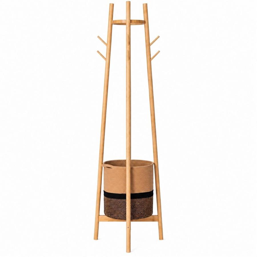 Appendiabiti in bambù con cesta 35x35x160 cm - Sapa