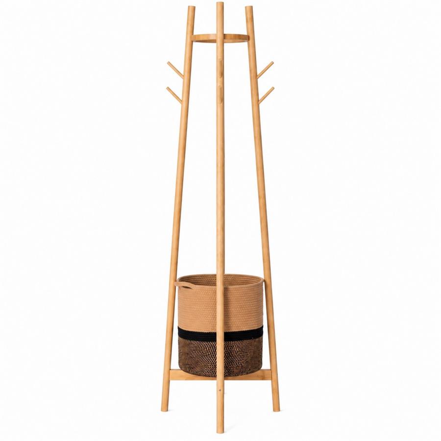 Appendiabiti in bambù con cesta 35x35x160 cm - Sapa