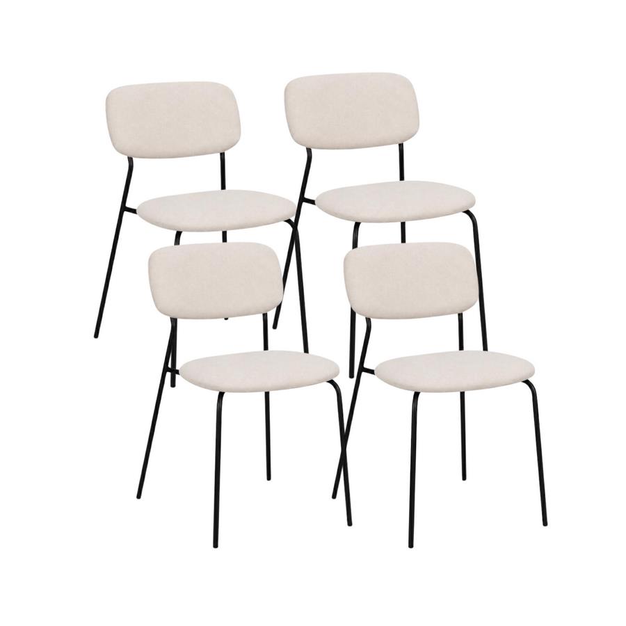 Set 4 sedie imbottite in tessuto beige - Hani