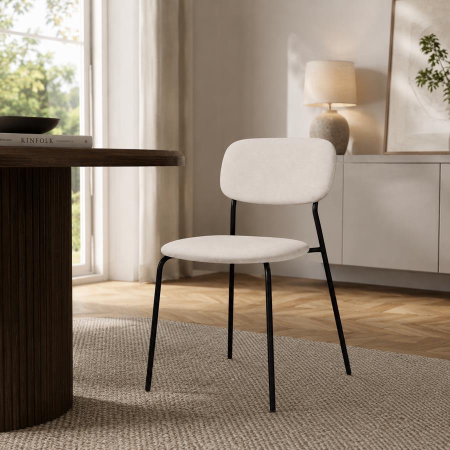 Set 4 sedie imbottite in tessuto beige - Hani
