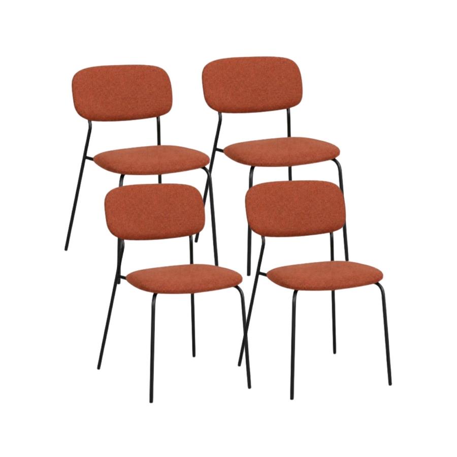 Set 4 sedie imbottite in tessuto terracotta - Hani
