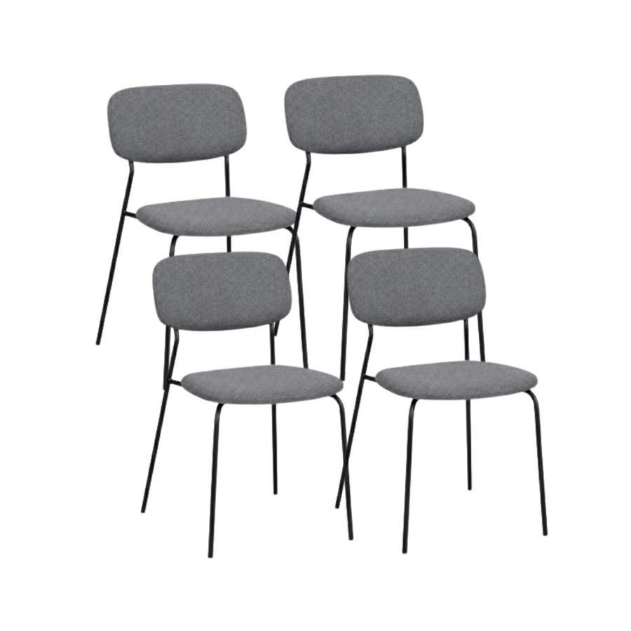 Set 4 sedie imbottite in tessuto grigio - Hani