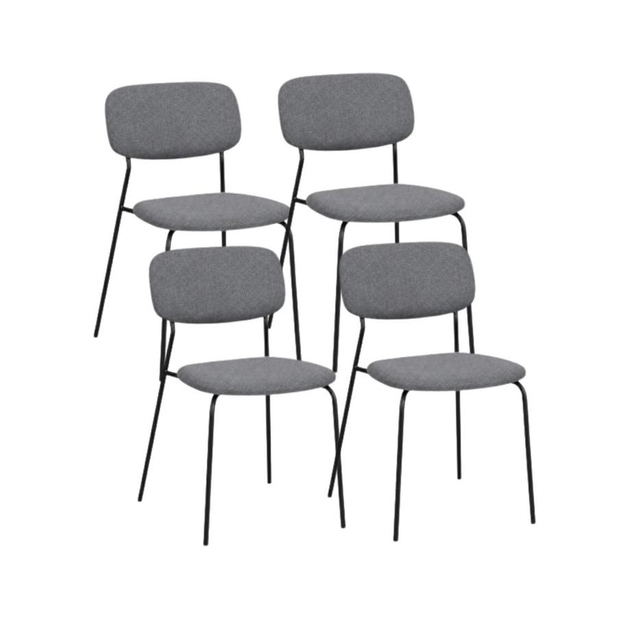 Set 4 sedie imbottite in tessuto grigio - Hani