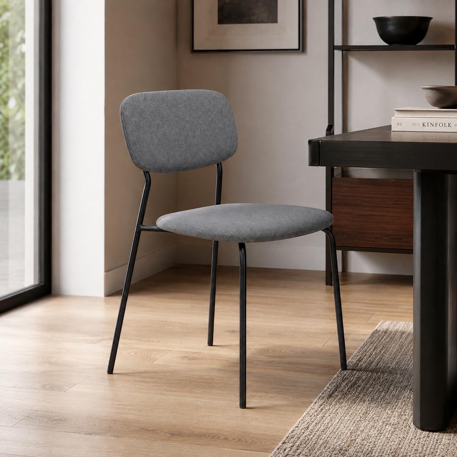 Set 4 sedie imbottite in tessuto grigio - Hani
