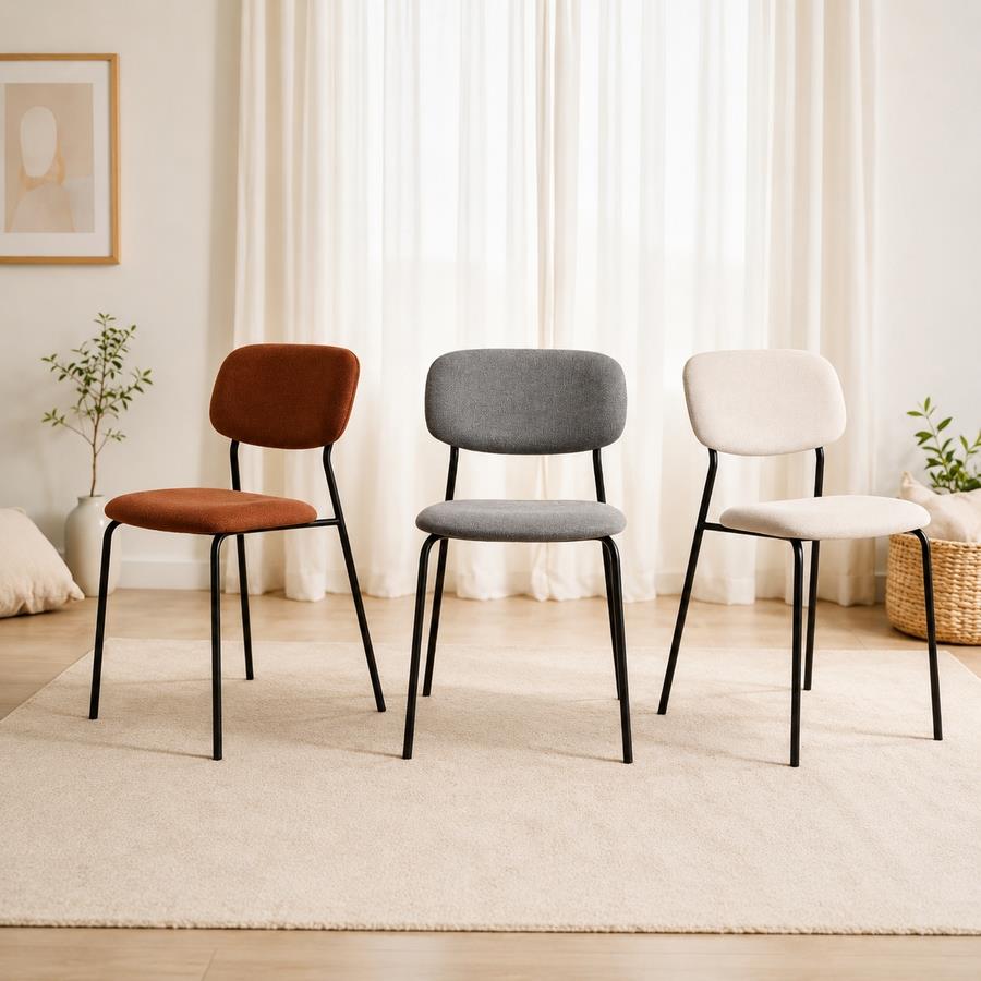 Set 4 sedie imbottite in tessuto grigio - Hani