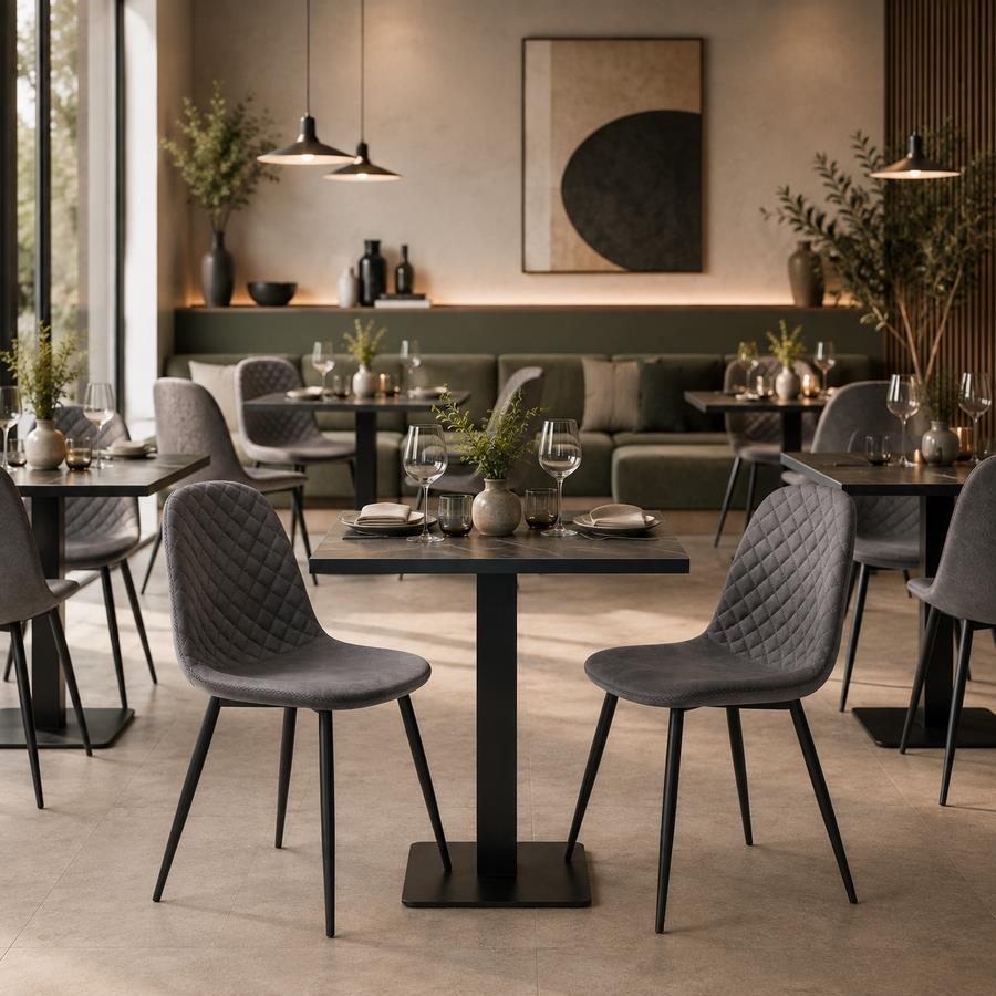 Tavolo quadrato in ceramica grigia 70x70x74 cm - Jago