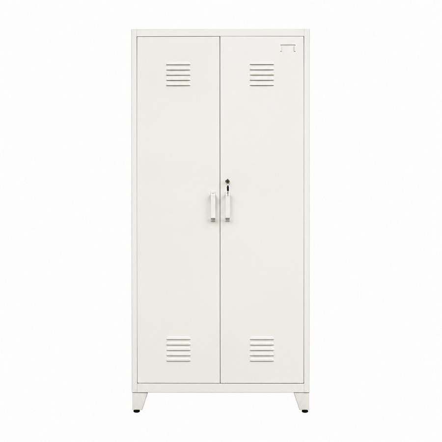 Armadio metallico bianco 2 ante con 5 ripiani 85x45x190 cm