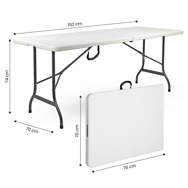 Tavolo richiudibile salvaspazio 152x70x74 cm bianco liscio