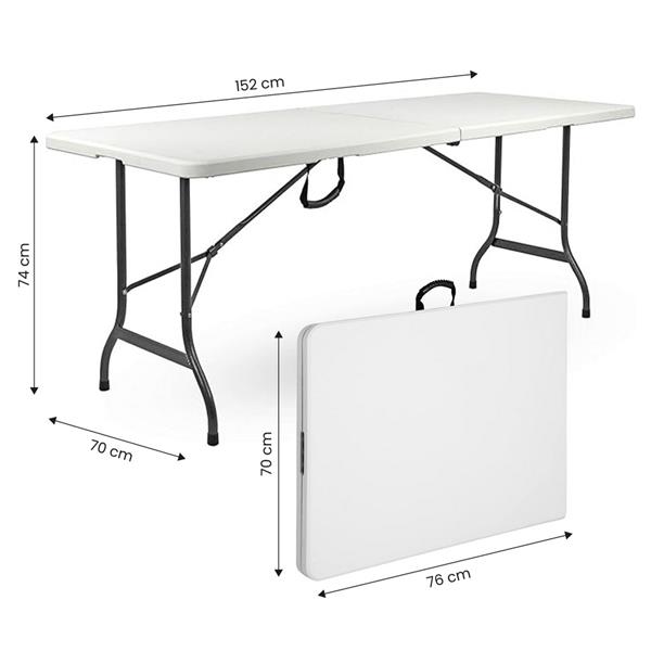 Tavolo richiudibile salvaspazio 152x70x74 cm bianco liscio