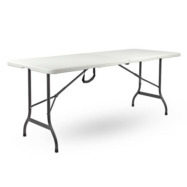 Tavolo pieghevole 180x70x74 cm bianco liscio