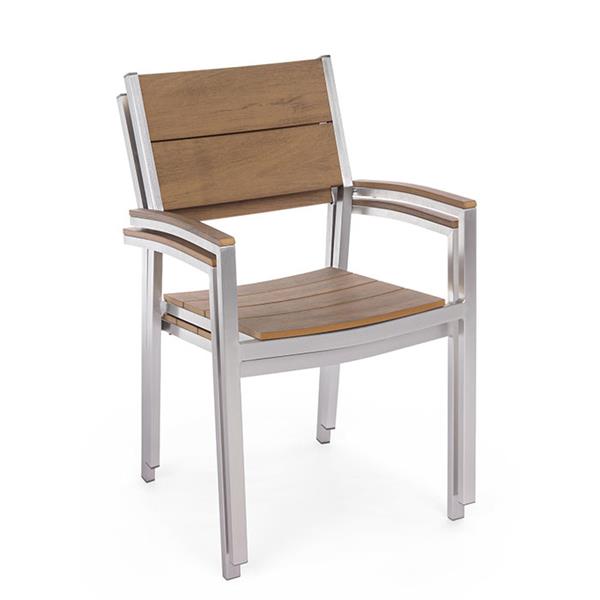 Sedia esterno in alluminio e legno naturale Otis