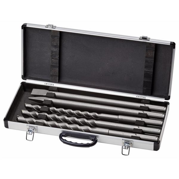 Set 5 pz punte e scalpello punta e taglio SDS Max in valigetta alluminio
