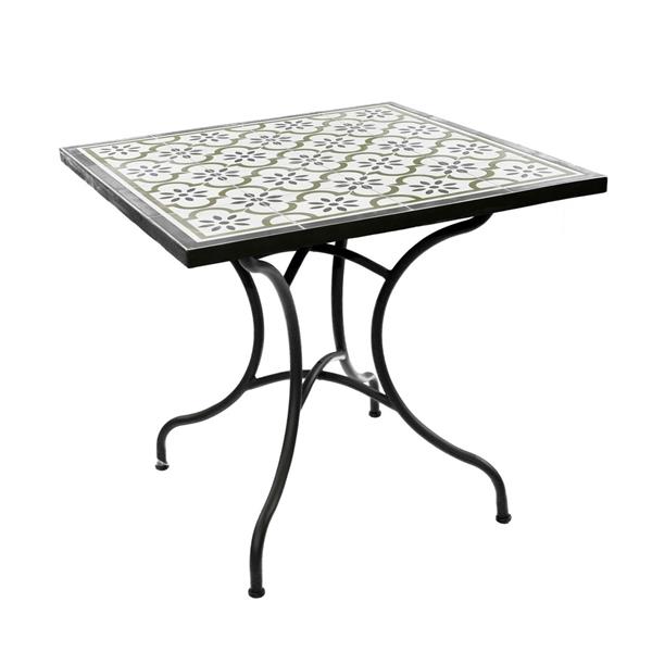 Tavolo da esterno in ferro marrone fantasia piastrelle 83x83x75 cm