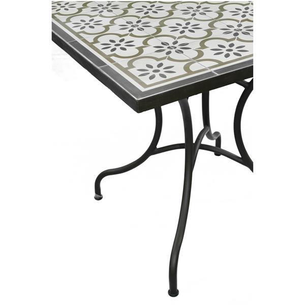 Tavolo da esterno in ferro marrone fantasia piastrelle 83x83x75 cm