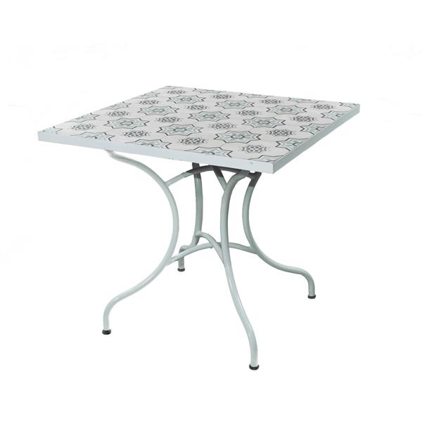 Tavolo da giardino in ferro bianco con fantasia 83x83x75 cm