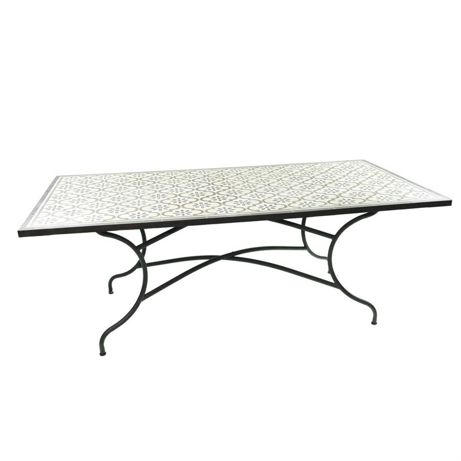 Tavolo da giardino in ferro marrone con fantasia 205x104x75 cm