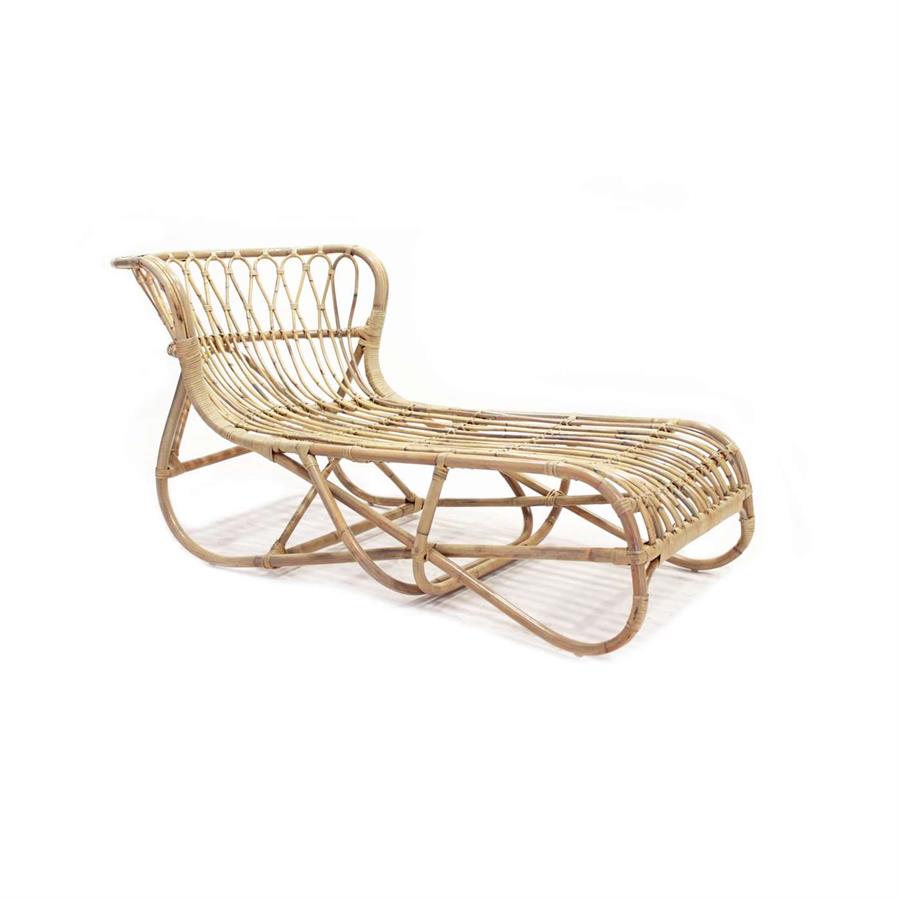Chaise longue in rattan naturale - LUX