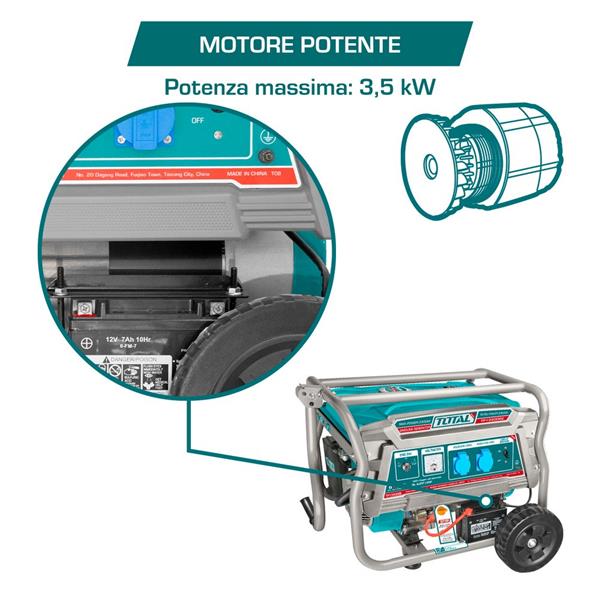 Generatore a benzina carrellato da 3,5kW con raffreddamento ad aria