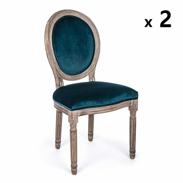 Set 2 sedie di legno in velluto Mathilde