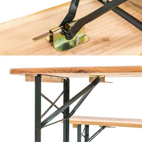 Set birreria con tavolo e due panche in legno per feste, sagre e giardino 117x57