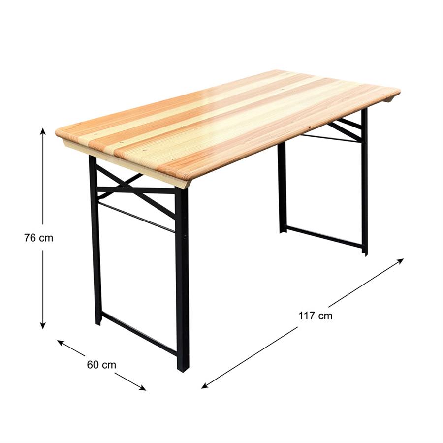 Set birreria con tavolo e due panche in legno per feste, sagre e giardino 117x57