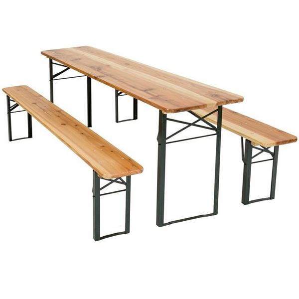 Tavolo birreria e due panche in legno 220x70