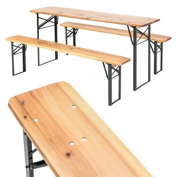 Tavolo birreria e due panche in legno 220x70