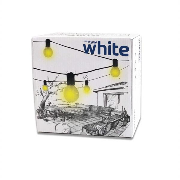 Catenaria di lampadine da esterno White 7,5m per 15 bulbi