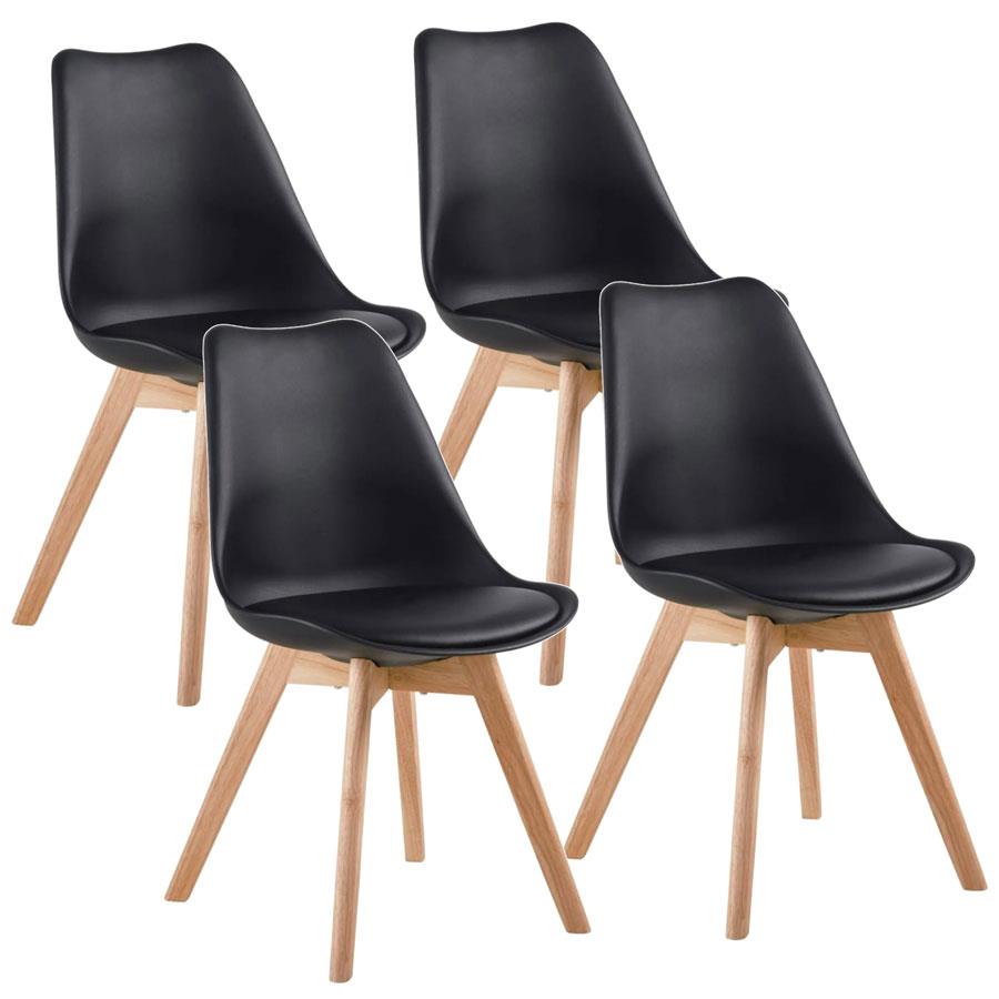 Set 4 sedie con gambe legno stile nordico Candice