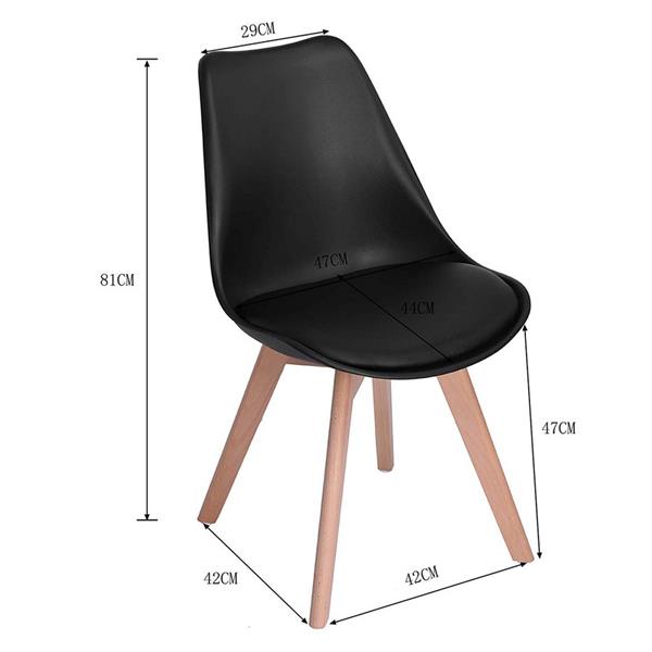 Set 4 sedie con gambe legno stile nordico - Candice