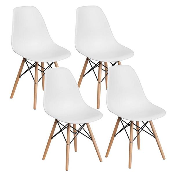 Sedie design moderno con gambe legno set da 4 Ester bianco