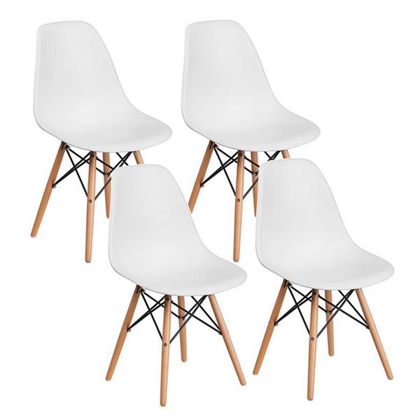 Sedie design moderno bianco con gambe legno set da 4 - Ester