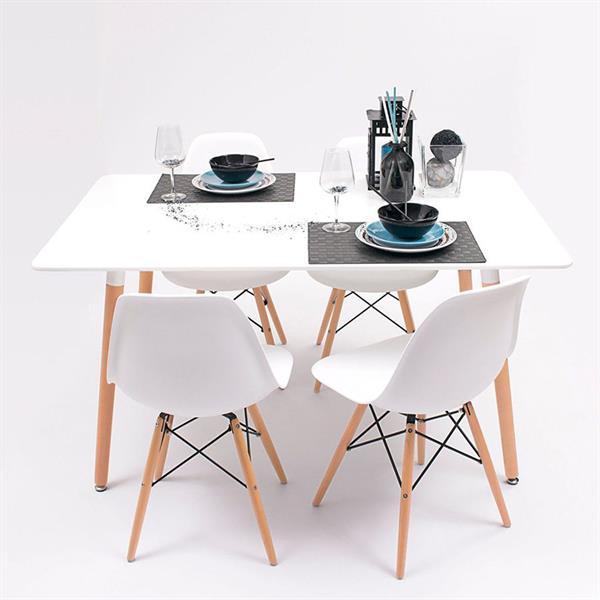 Sedie design moderno bianco con gambe legno set da 4 - Ester