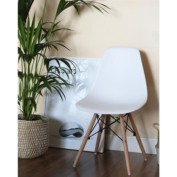 Sedie design moderno bianco con gambe legno set da 4 - Ester
