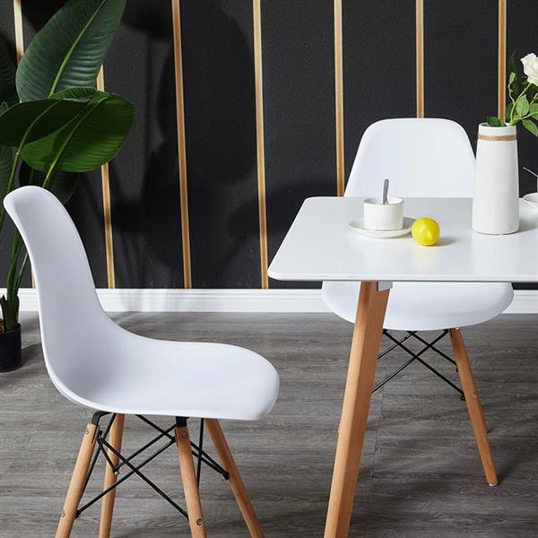 Sedie design moderno bianco con gambe legno set da 4 - Ester
