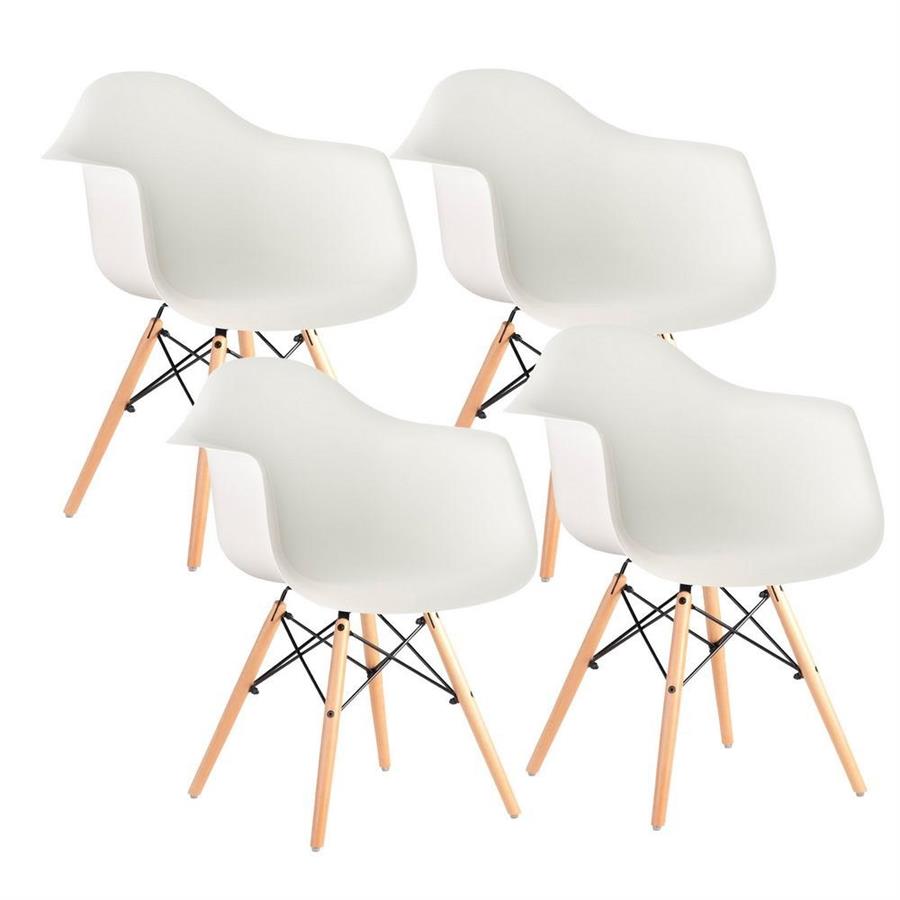 Set di 4 sedie cucina bianche con braccioli - Federica