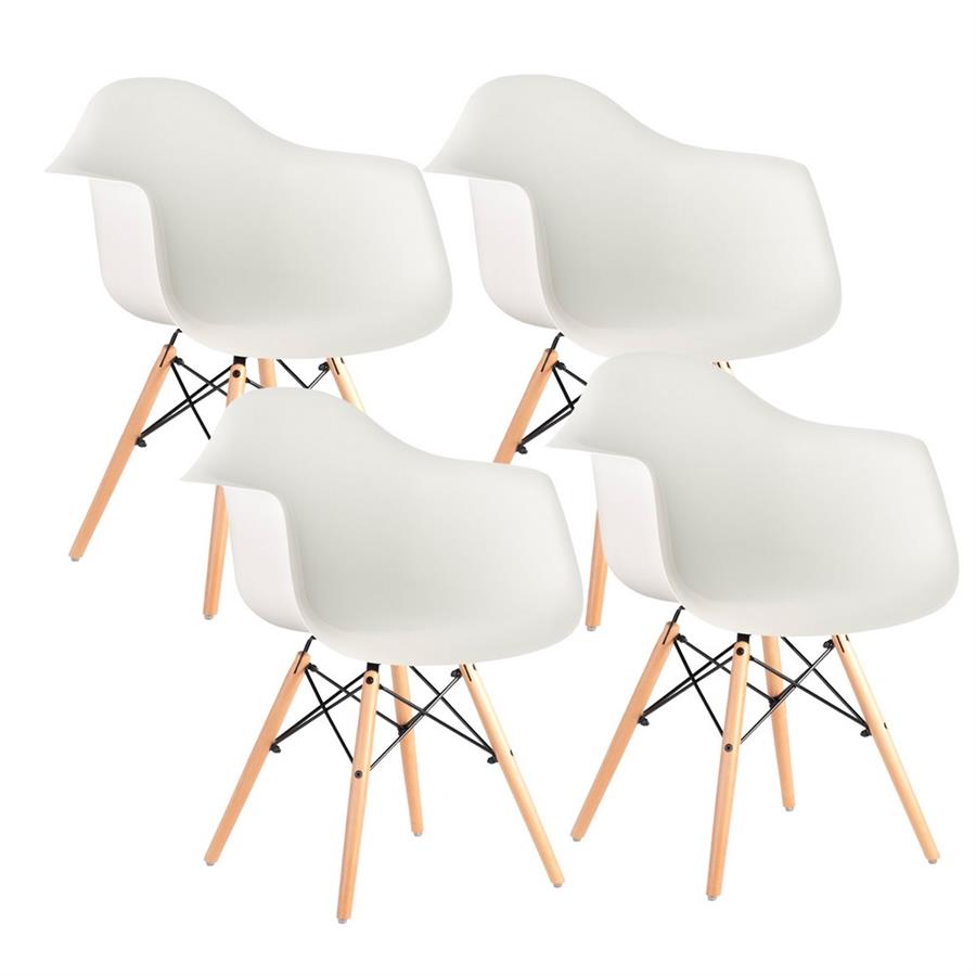 Set di 4 sedie cucina bianche con braccioli - Federica
