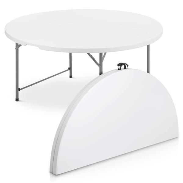 Tavolo tondo da catering pieghevole 180 cm hdpe bianco