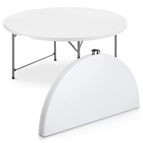 Tavolo tondo da catering pieghevole 180 cm hdpe bianco