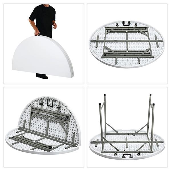 Tavolo tondo da catering pieghevole 180 cm hdpe bianco