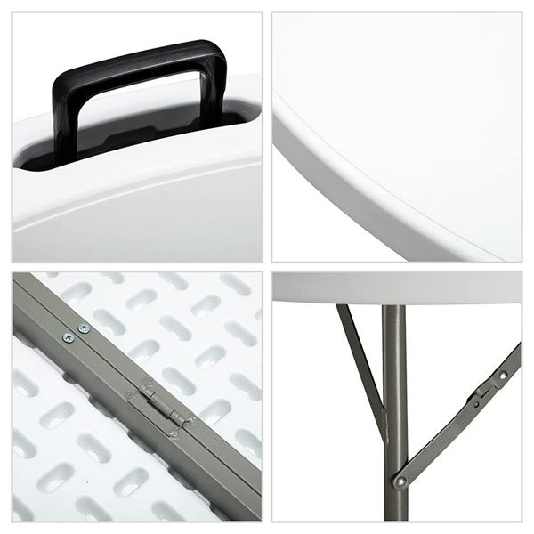 Tavolo tondo da catering pieghevole 180 cm hdpe bianco